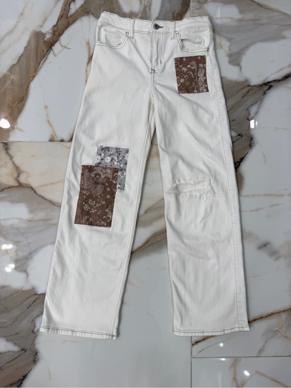Abercrombie Kids High Rise Wide Leg white Jeans Girls 13/14